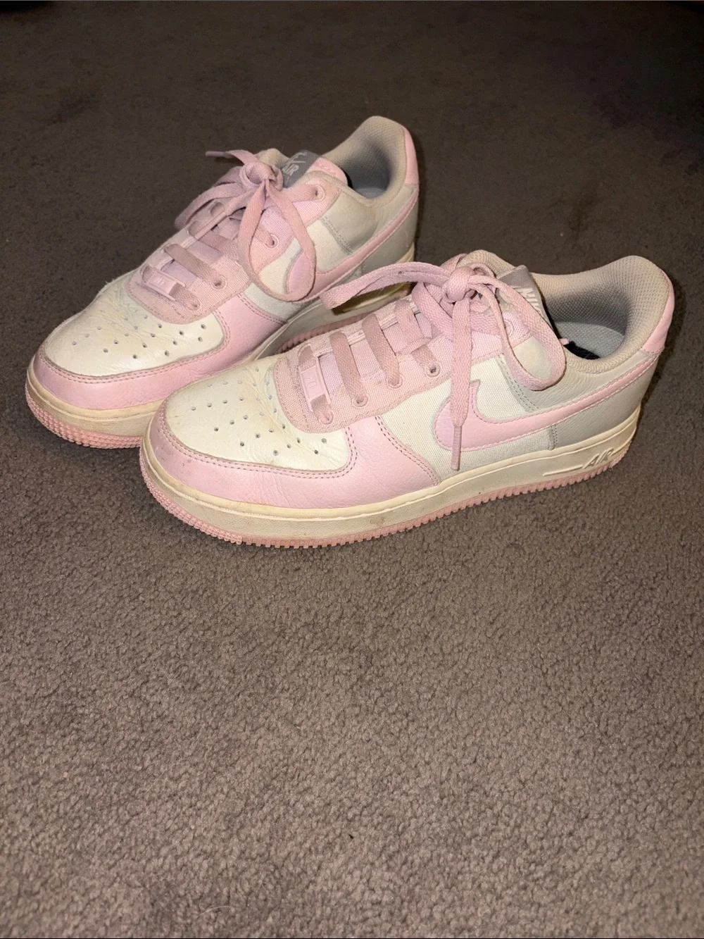 Custom (well loved) Nike Air Force 1 Low in Pink and White